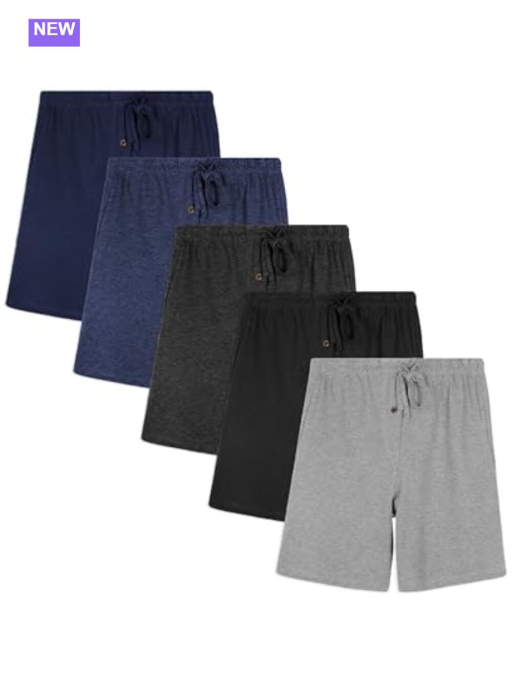 Men's Cotton Blend Lounge Sleep Shorts Drawstring Pockets PJ Bottoms